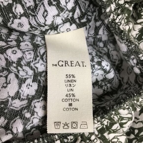 The Great Womens Shift Dress Green Floral Oversize Long Sleeve Cottagecore 1 S - Picture 7 of 8